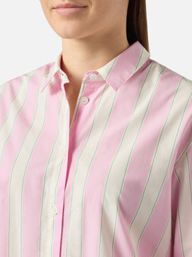 Chemise Brigitte en coton à rayures roses avec broderie Sport Club 