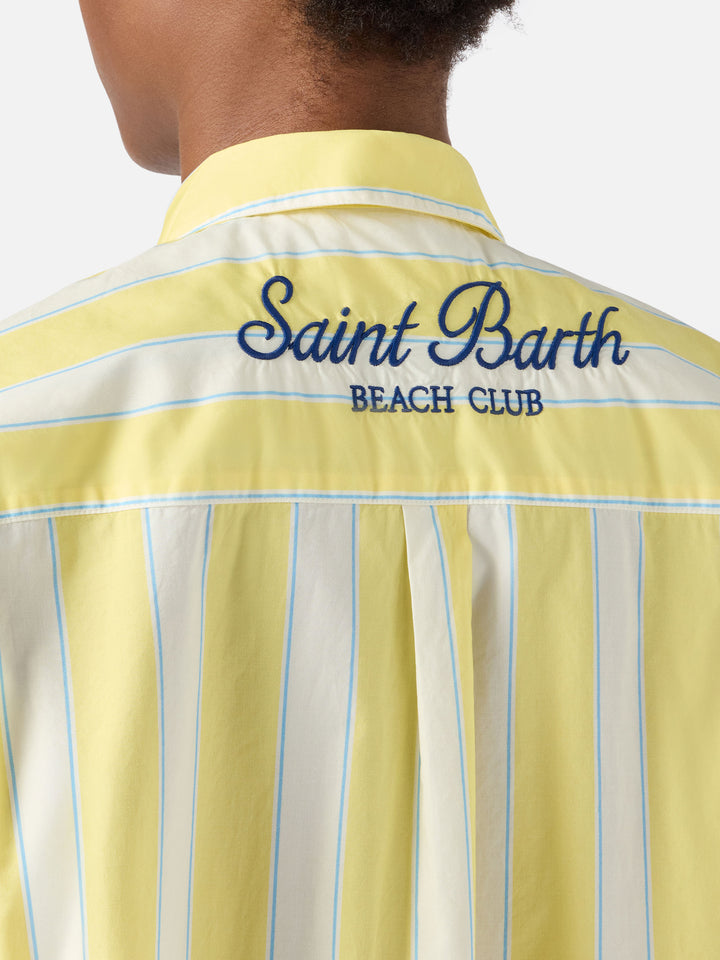 Brigitte cotton shirt with yellow stripes and Sport Club embroidery
