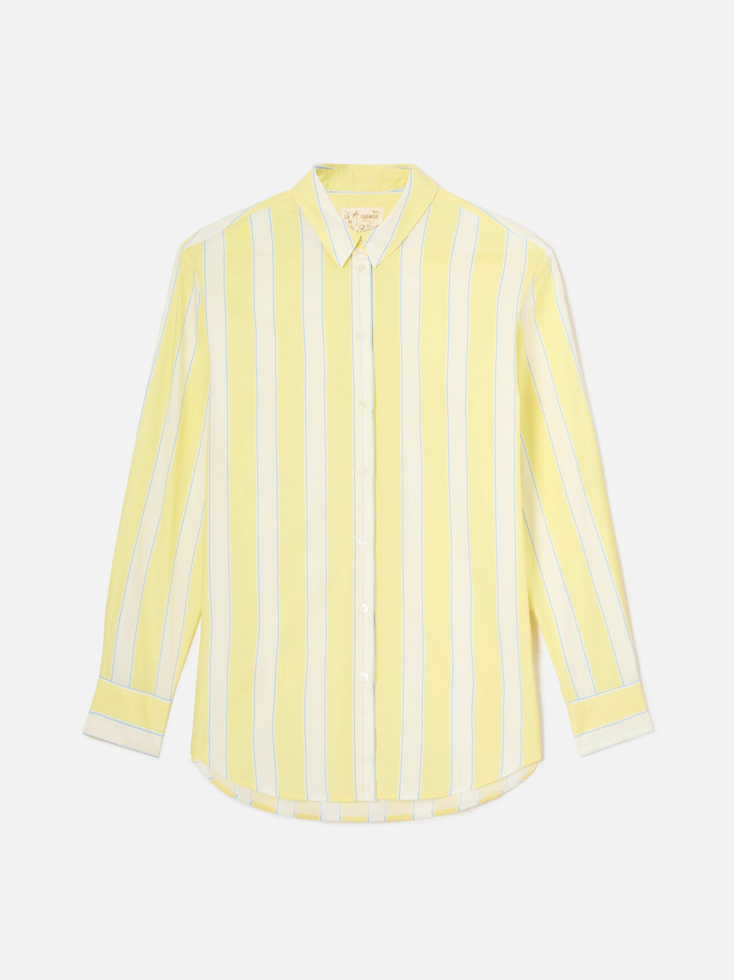 Brigitte cotton shirt with yellow stripes and Sport Club embroidery