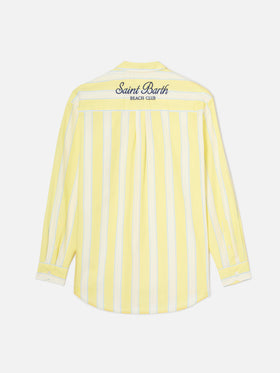 Brigitte cotton shirt with yellow stripes and Sport Club embroidery