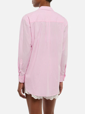 Brigitte camicia in cotone a righe con ricamo Saint Barth habitué