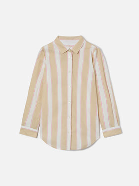 Mini Brigitte Shirt in striped cotton poplin in beige, white and pink