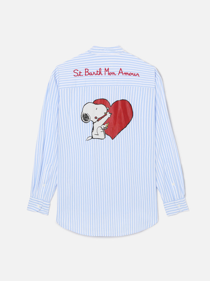 Camisa Brigitte de rayas azul claro con estampado de Snoopy | Special Edition 
