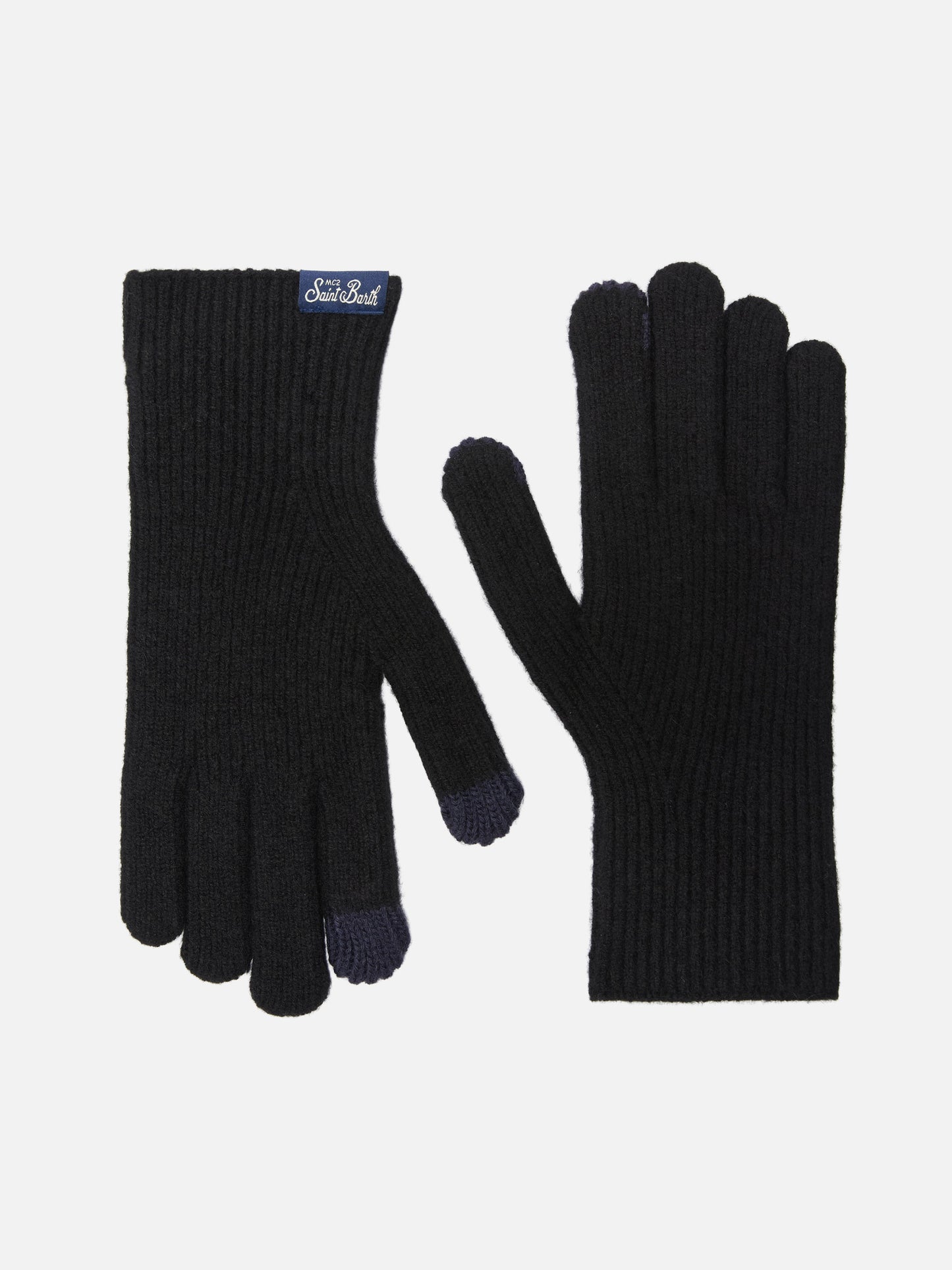Brixton gerippte Stretch-Handschuhe aus Kaschmir-Mischgewebe in Schwarz