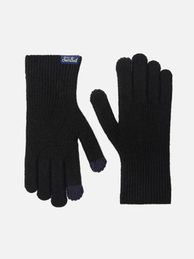 Brixton gerippte Stretch-Handschuhe aus Kaschmir-Mischgewebe in Schwarz
