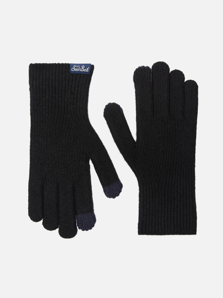 Brixton gerippte Stretch-Handschuhe aus Kaschmir-Mischgewebe in Schwarz