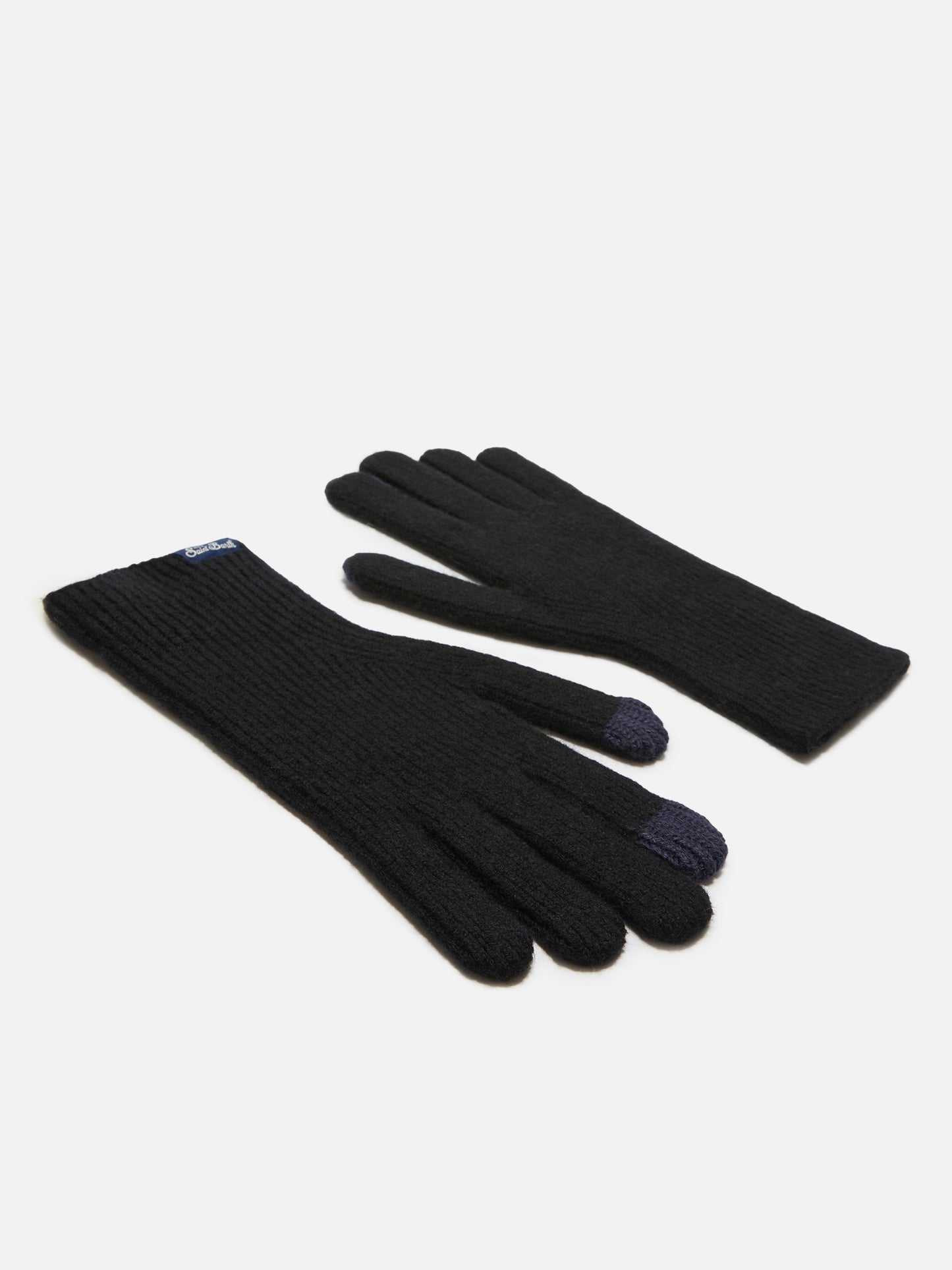 Brixton gerippte Stretch-Handschuhe aus Kaschmir-Mischgewebe in Schwarz