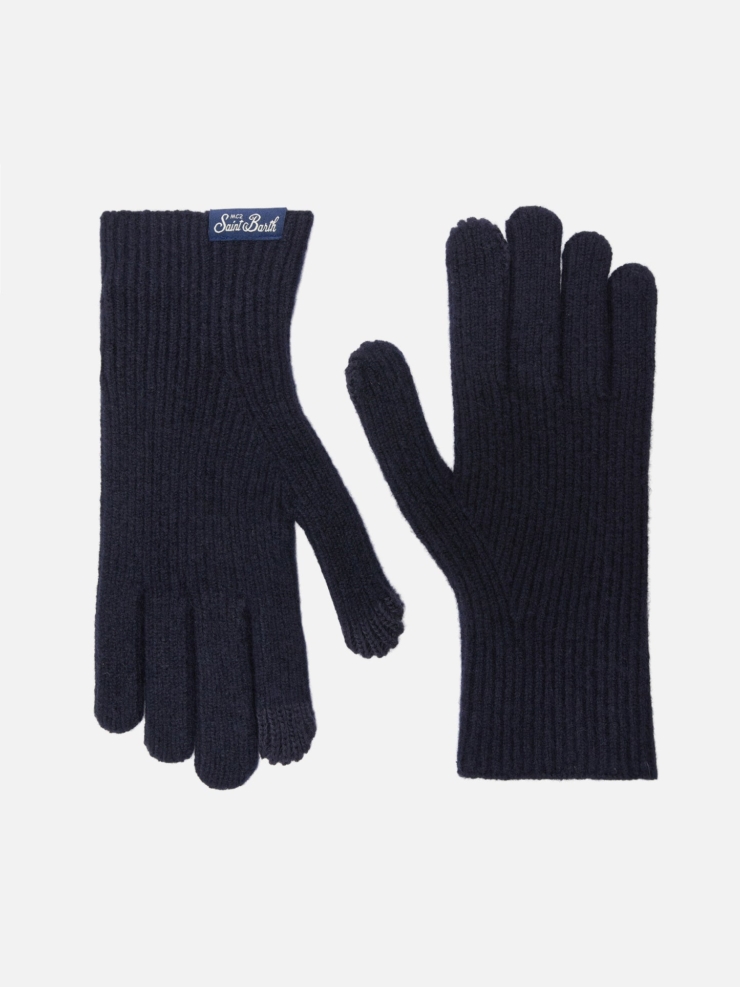 Gants Brixton en maille côtelée stretch en mélange de cachemire bleu nuit 