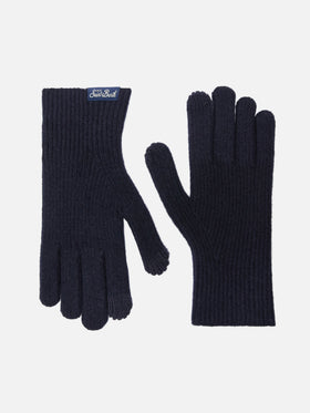 Gants Brixton en maille côtelée stretch en mélange de cachemire bleu nuit 