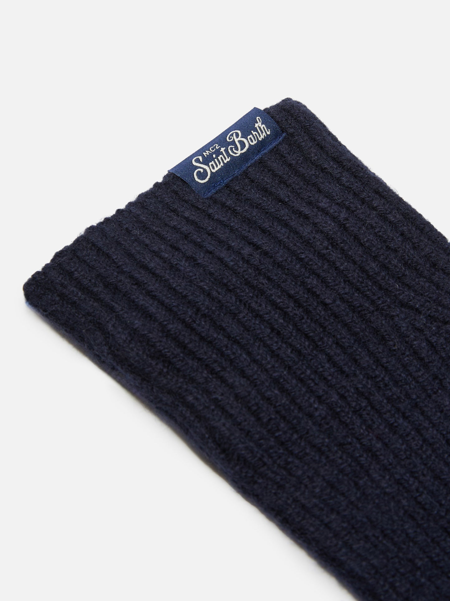 Gants Brixton en maille côtelée stretch en mélange de cachemire bleu nuit 