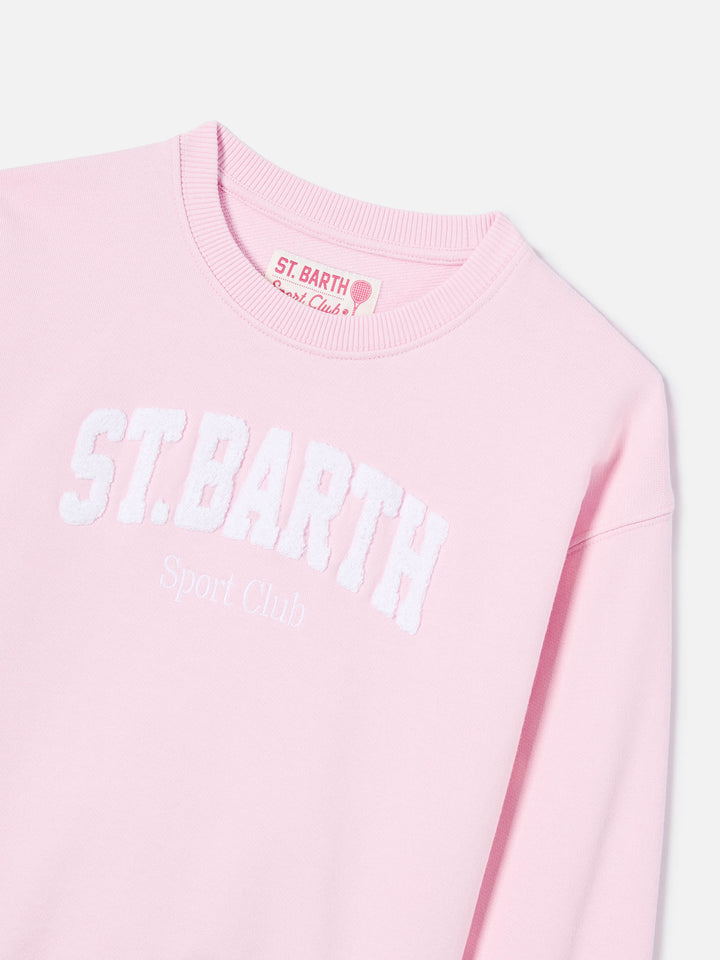 Sudadera Briony con cuello redondo en rosa con logo efecto rizo 
