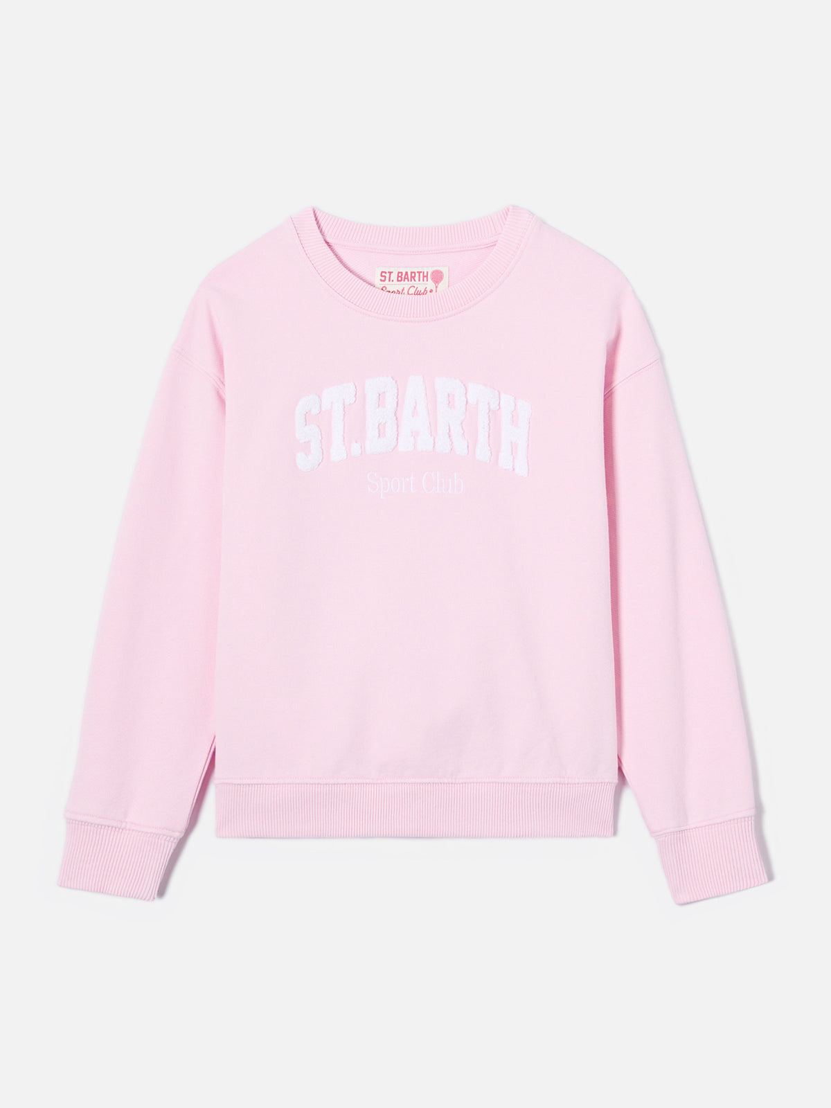 Sudadera Briony con cuello redondo en rosa con logo efecto rizo 
