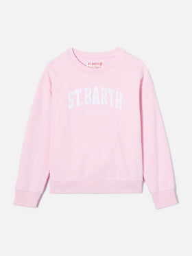Sudadera Briony con cuello redondo en rosa con logo efecto rizo 