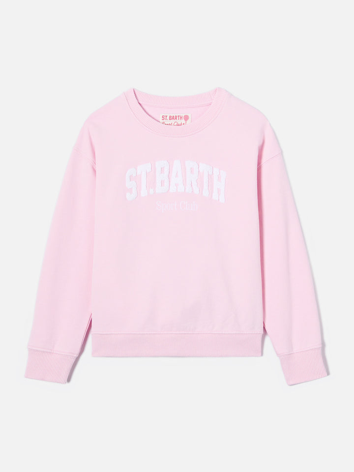 Sudadera Briony con cuello redondo en rosa con logo efecto rizo 
