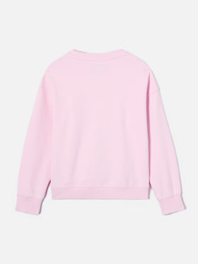 Sudadera Briony con cuello redondo en rosa con logo efecto rizo 