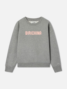 Graues Sweatshirt aus Briony Baumwollmix mit Birichina-Flockprint 