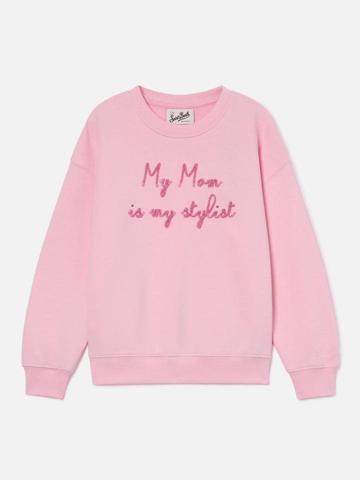 Sudadera rosa de mezcla de algodón Briony con bordado My Mom Is My Stylist 