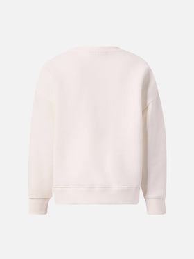 Briony crewneck sweatshirt in leopard-print white terry