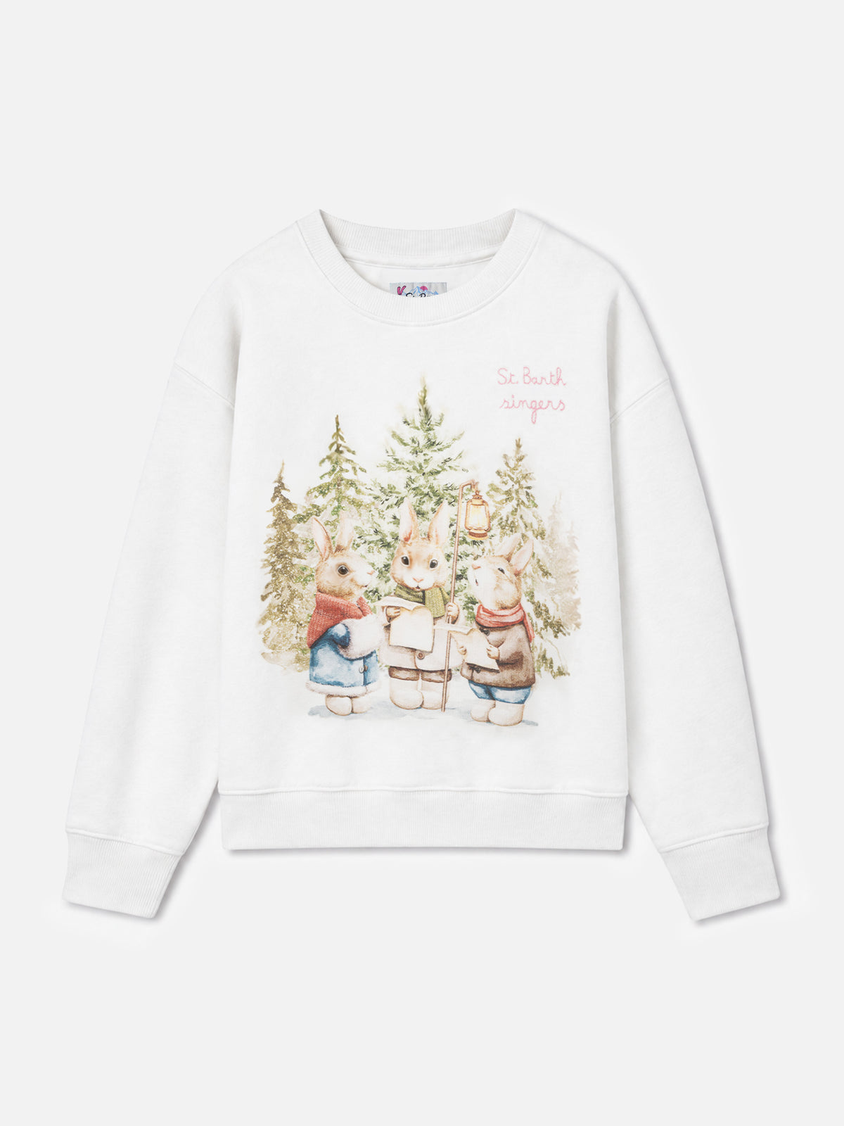White Briony crewneck sweatshirt with bunny print