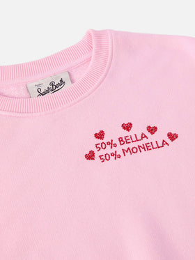 Briony crewneck sweatshirt with Bella e Monella rhinestone appliqué