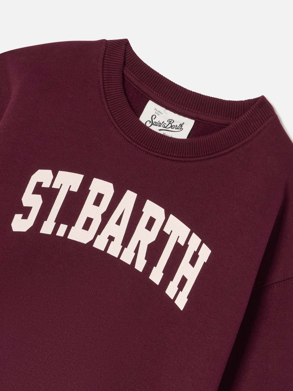 Bordeauxfarbenes Sweatshirt aus Baumwollmischung Briony mit St. Barth-Print 