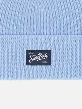 Light blue ribbed beanie Berry Jr with St. Barth patch