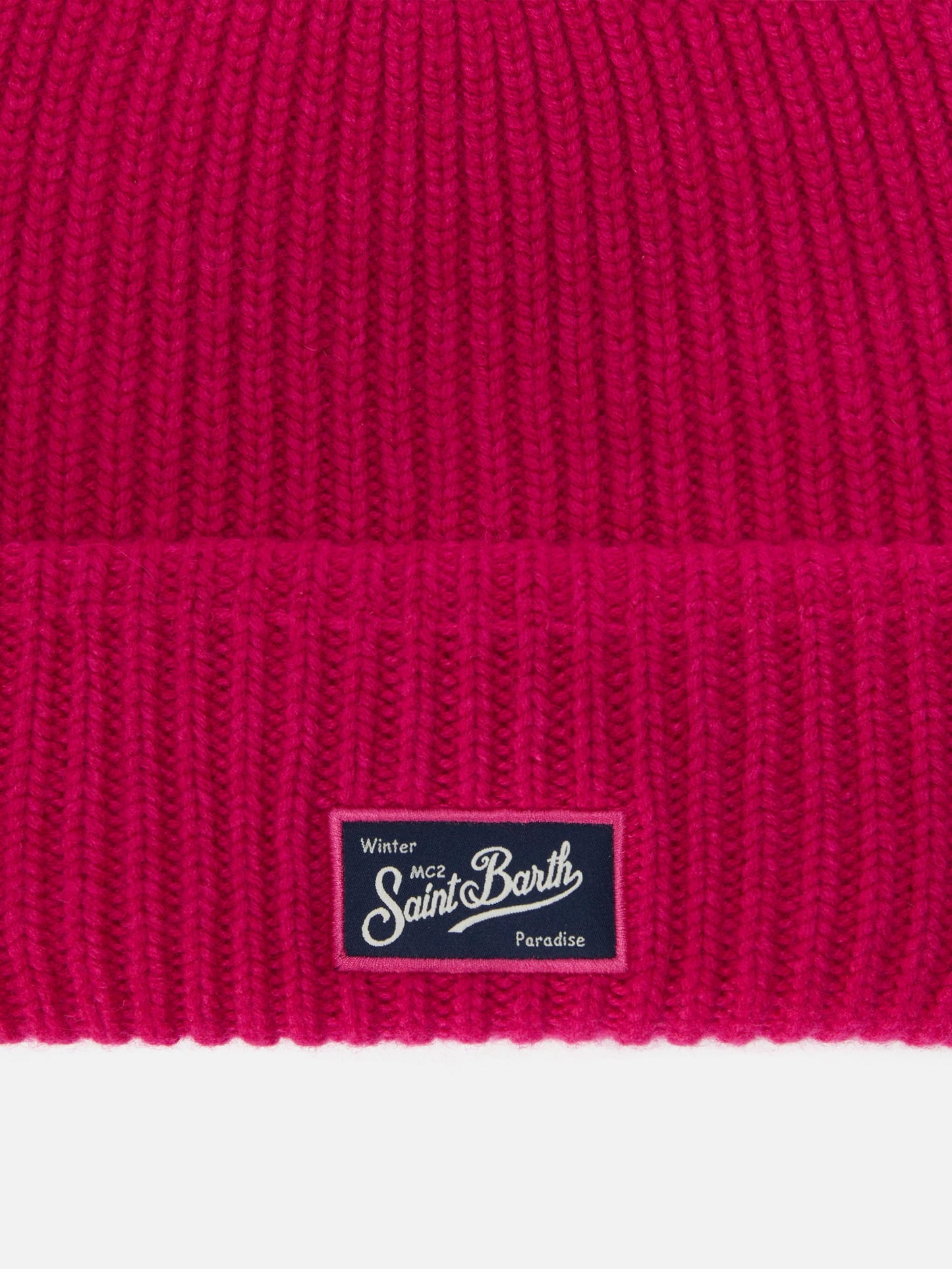 Berry W gerippte Mütze aus Kaschmir-Mischgewebe in Fuchsia