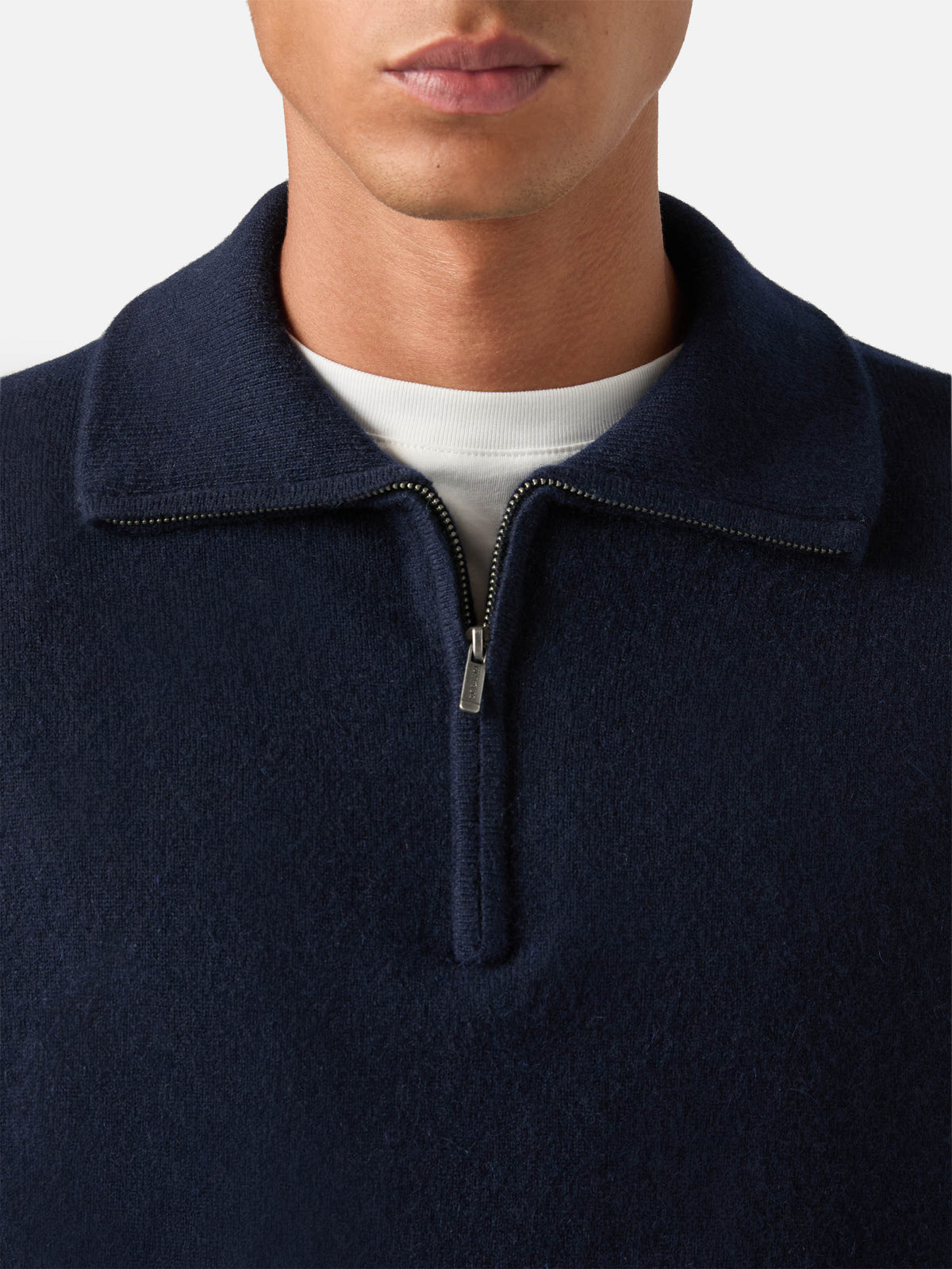 Navy blue Buck cashmere half zip knit