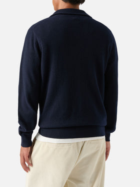 Navy blue Buck cashmere half zip knit