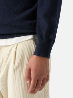 Navy blue Buck cashmere half zip knit