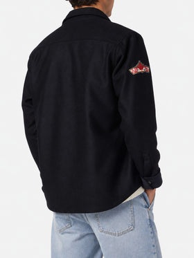 Surchemise Burton bleue en laine mélangée avec patches 