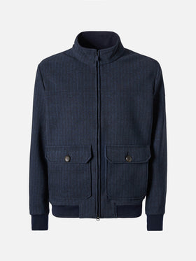 Thermojacke Byron mit blauem Fischgrätmuster