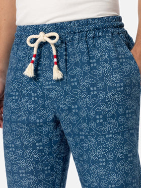Man printed linen Calais pants with drawstring - MC2 Saint Barth