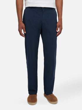Pantaloni in cotone blu marino Calais con coulisse