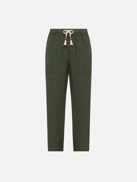 Military green linen pants Calais with drawstring - MC2 Saint Barth