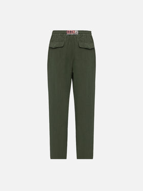 Military green linen pants Calais with drawstring - MC2 Saint Barth