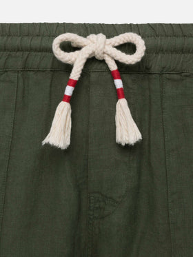 Military green linen pants Calais with drawstring - MC2 Saint Barth