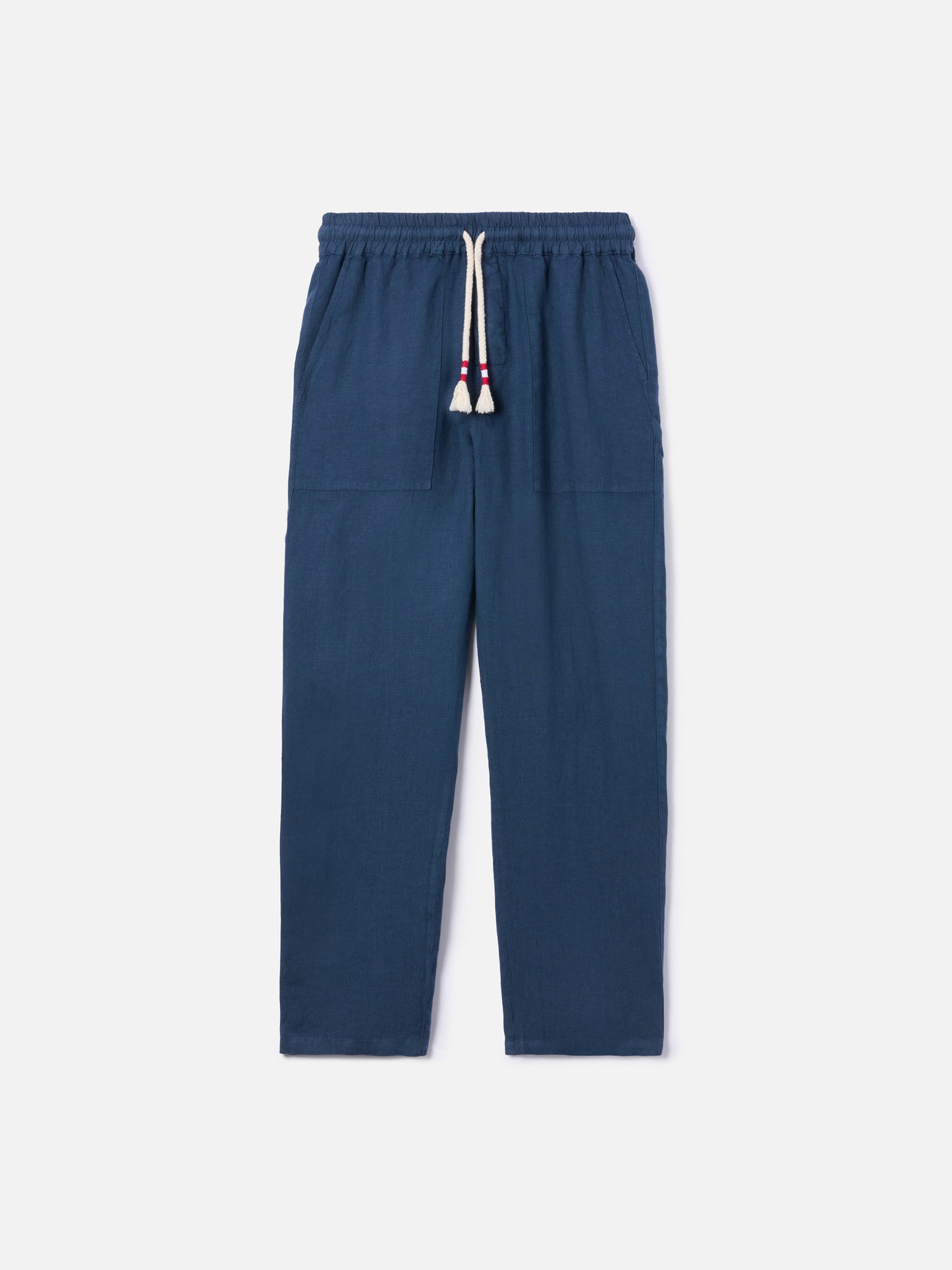 Navy blue brown Calais long pants in pure linen