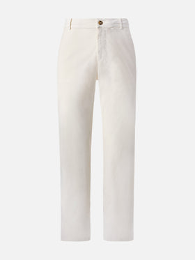 weiße Baumwollhose aus Calais mit Kordelzug