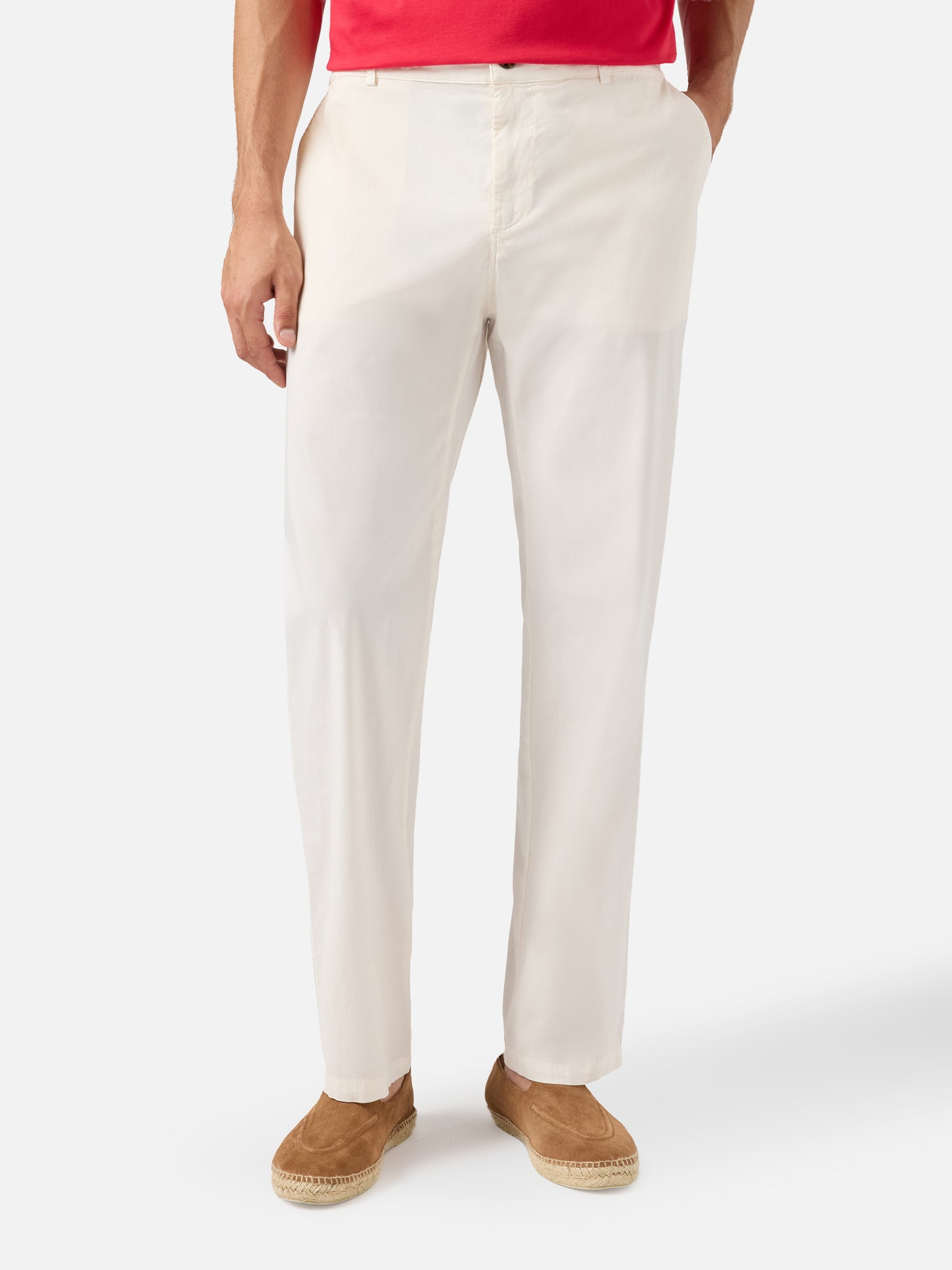 weiße Baumwollhose aus Calais mit Kordelzug