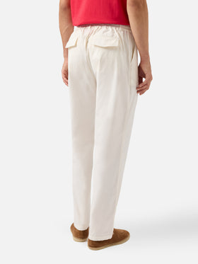 weiße Baumwollhose aus Calais mit Kordelzug