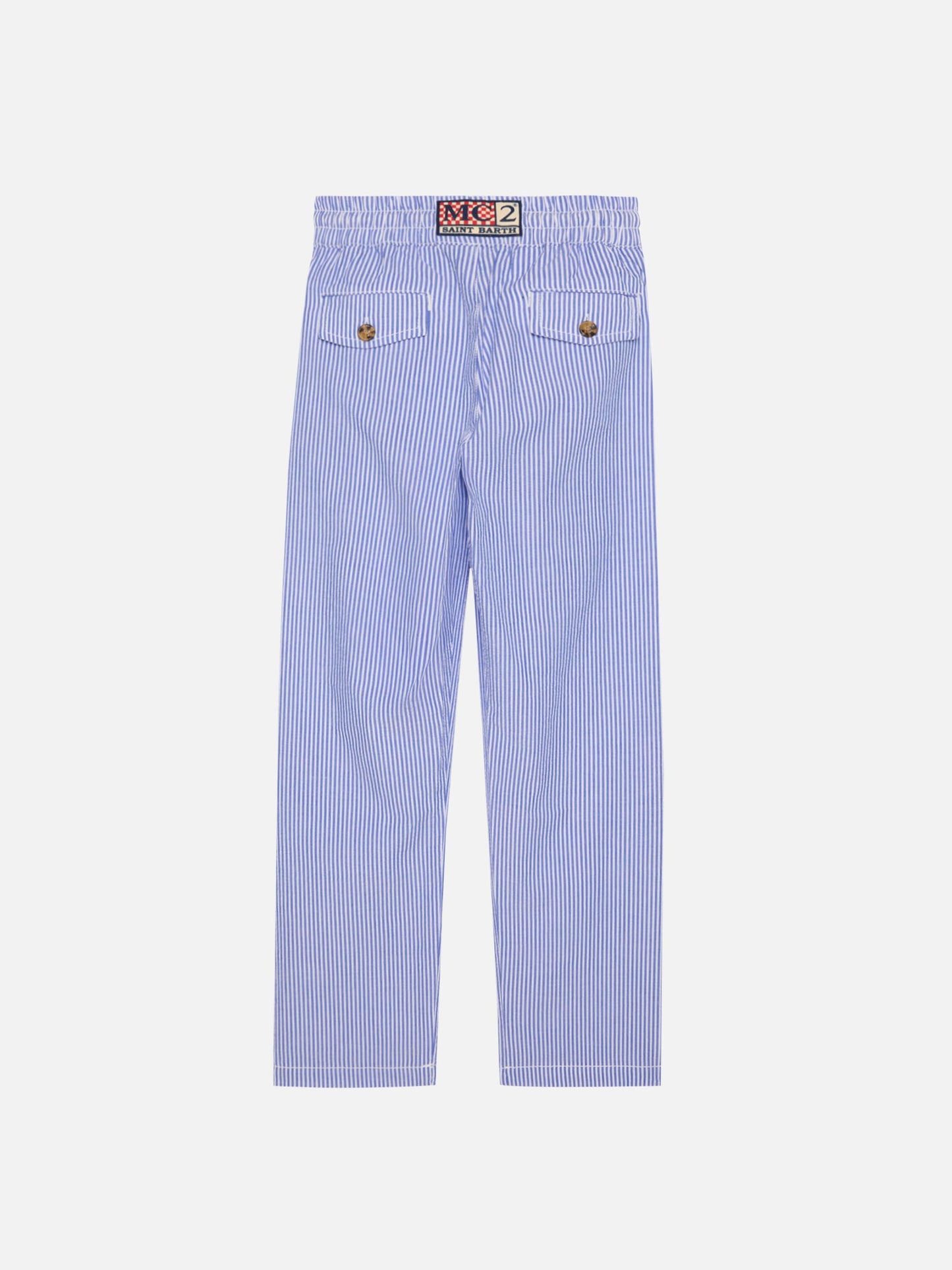Pantalon rayé en seersucker Calais Jr avec cordon de serrage 