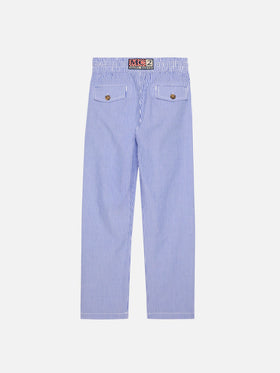 Pantalon rayé en seersucker Calais Jr avec cordon de serrage 
