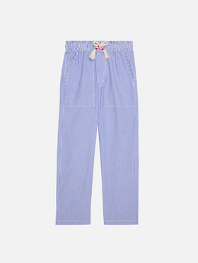 Pantalon rayé en seersucker Calais Jr avec cordon de serrage 