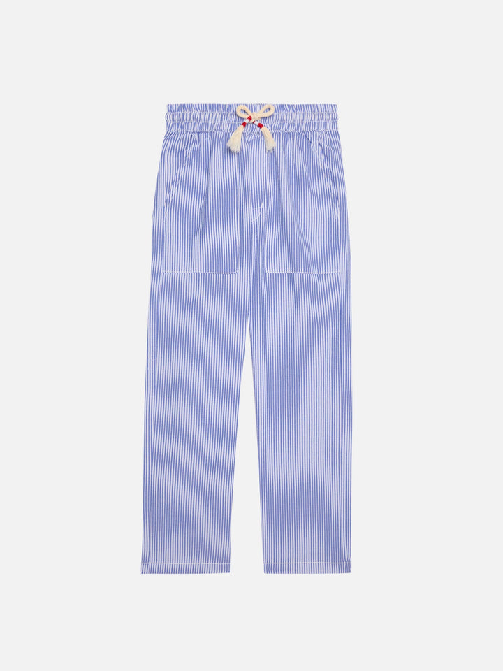 Calais Jr seersucker striped pants with drawstring