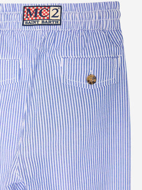 Pantalon rayé en seersucker Calais Jr avec cordon de serrage 