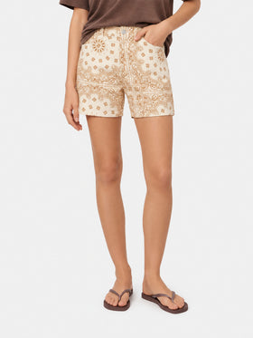 Denim-Bermudashorts mit Cancun-Bandanna-Print 