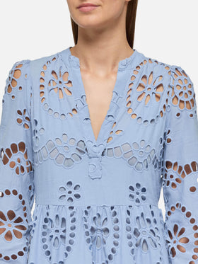 Sylvia avio blue Sangallo lace dress - MC2 Saint Barth