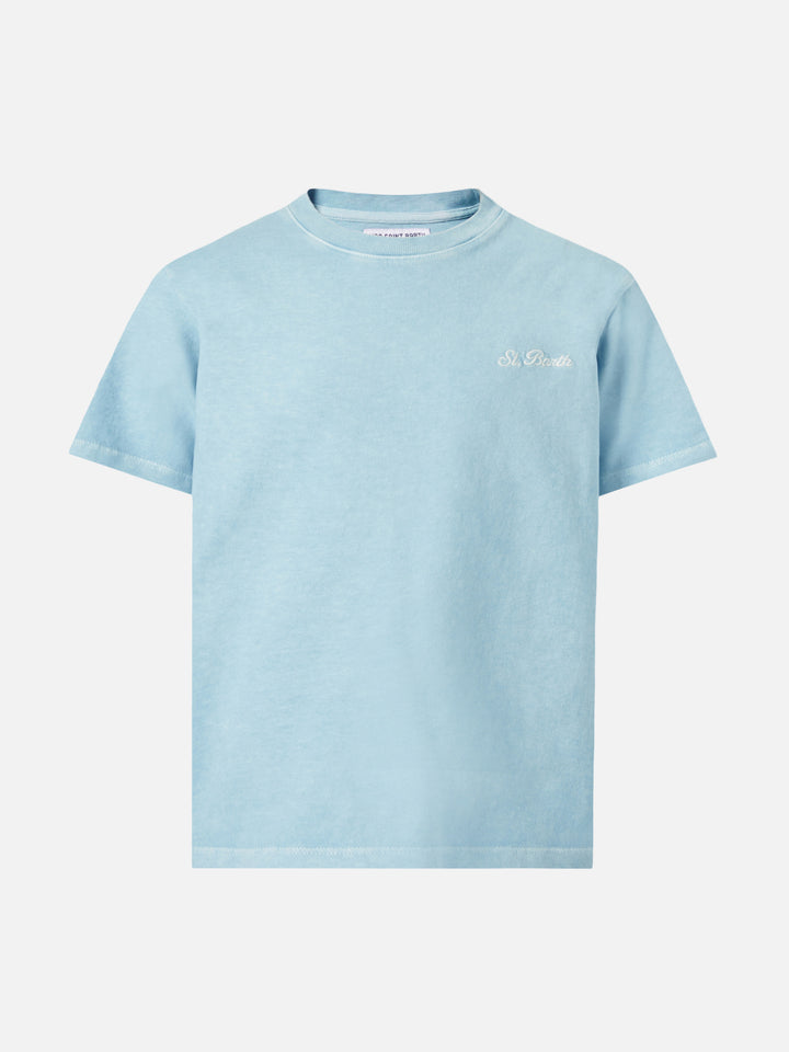 Schweres Baumwoll-T-Shirt Cameron in Vintage-Hellblau