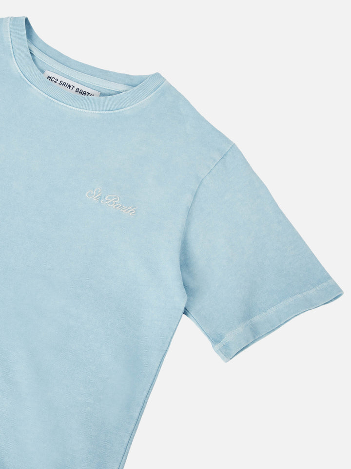 Schweres Baumwoll-T-Shirt Cameron in Vintage-Hellblau
